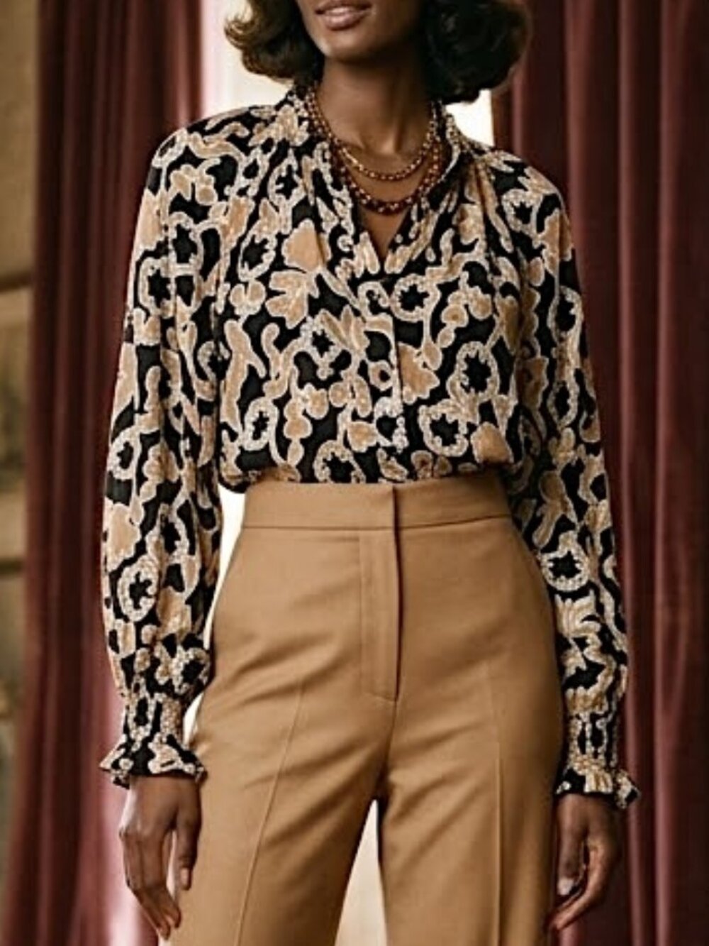 TWRHLL by Christie Brinkley Smocked Button-down Floral Blouse Size 1X